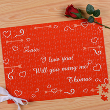 Puzzle personnalisé coeurs et flèche 30,48 x 41,91 cm