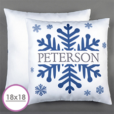 Large coussin personnalisé flocon de neige 45,72 x 45,72 cm (sans insert)