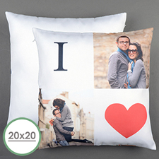 Large housse de coussin oreiller personnalisée J'aime 50,8 x 50,8 cm (sans insert)