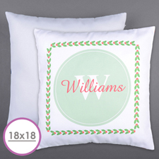 Large coussin initiale de famille personnalisé houx 45,72 x 45,72 cm (sans insert)