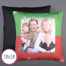 Large coussin photo personnalisé Joyeux Noël 45,72 x 45,72 cm (sans insert)