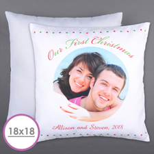 Large coussin photo personnalisé notre premier Noël 45,72 x 45,72 cm (sans insert)