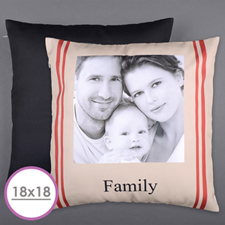 Large coussin photo personnalisé rayure famille 45,72 x 45,72 cm (sans insert)