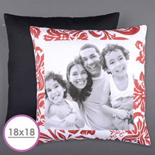 Large coussin photo personnalisé rouge floral 45,72 x 45,72 cm (sans insert)