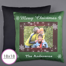 Large coussin photo personnalisé flocon de neige Noël 45,72 x 45,72 cm (sans insert)