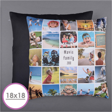 Oreiller photo 24 collage personnalisé blanc Instagram 45,72 x 45,72 cm coussin (sans insert)