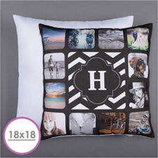 Oreiller photo 12 collage photo personnalisé monogrammé 45,72 x 45,72 cm coussin (sans insert)