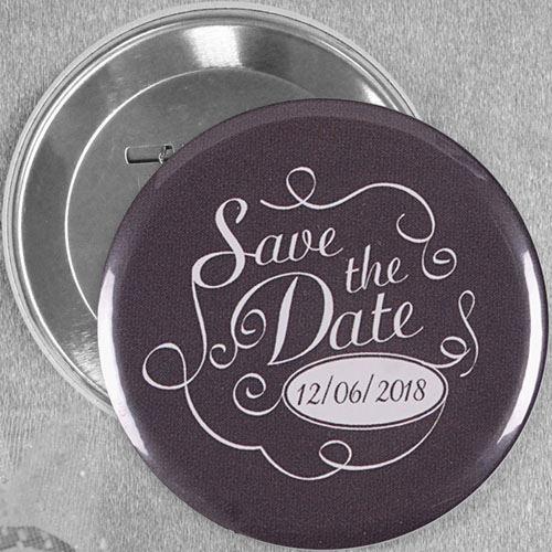 Pin bouton personnalisé tableau noir réservez la date, rond 76mm