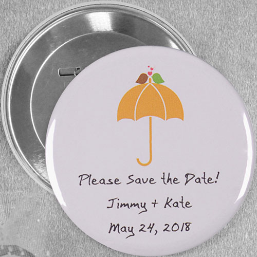 Pin bouton personnalisé moderne doux mariage tourtereaux, rond 76mm