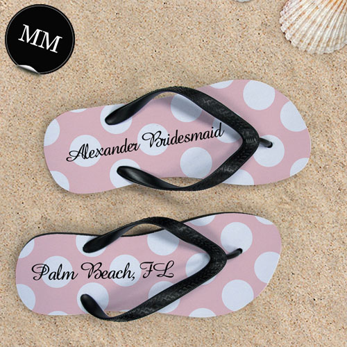 Concevoir mes propres sandales tongs nom personnalisé pois rose clair hommes moyen