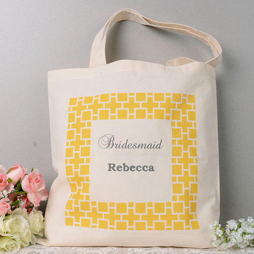 Cabas monogrammé personnalisé boîte carrée jaune