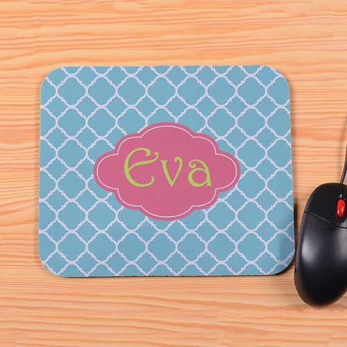 Tapis de souris trèfle bleu personnalisé
