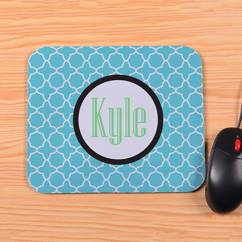 Tapis de souris trèfle turquoise personnalisé