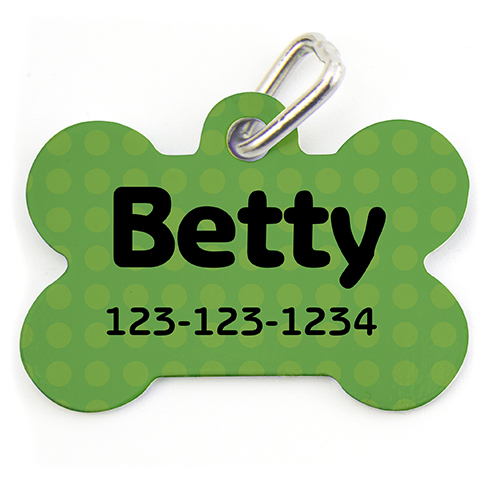 Médaille de chien personnalisée en forme d'os, pois vert
