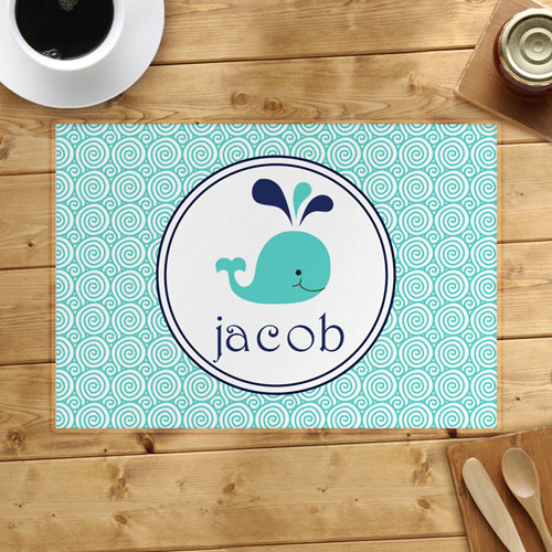 Sets de table personnalisés baleine bleue