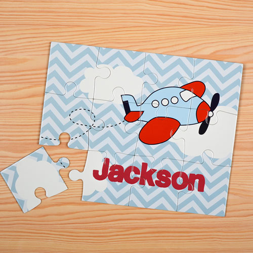 Puzzle pour enfants personnalisé avion chevron