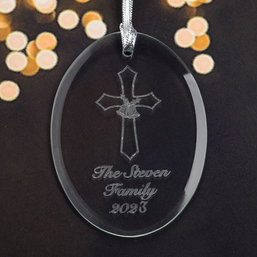 Ornement personnalisé gravé au laser croix de Noël