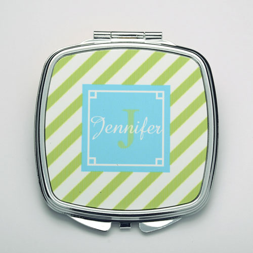 Miroir de maquillage de poche rayure lime personnalisé