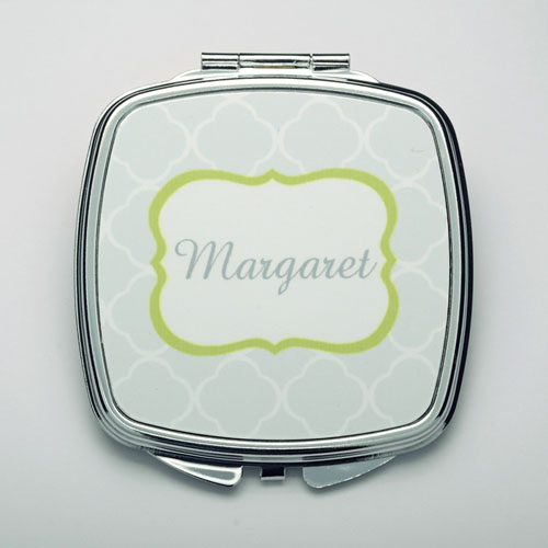 Miroir de maquillage de poche quadrilobe gris personnalisé