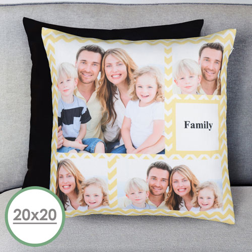 Large housse de coussin oreiller personnalisée collage chevron citron 50,8 x 50,8 cm (sans insert)