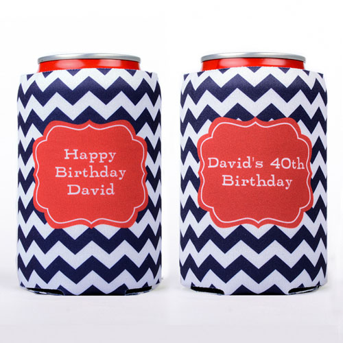 Enveloppe de cannette et de bouteille personnalisée initiale nom chevron marine