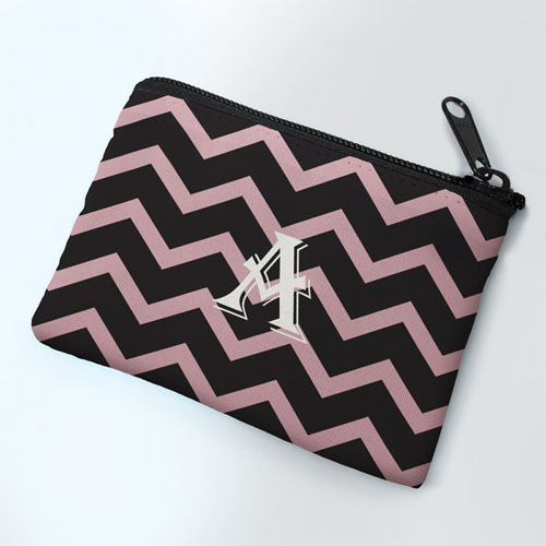 Porte-monnaie personnalisé chevron rose noir