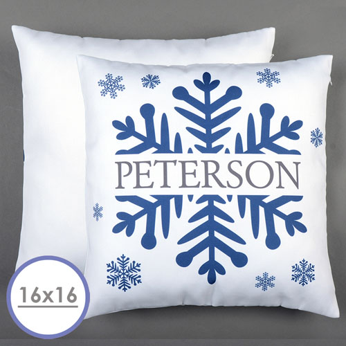 Housse de coussin oreiller personnalisée flocon de neige 40,64 x 40,64 cm (sans insert)