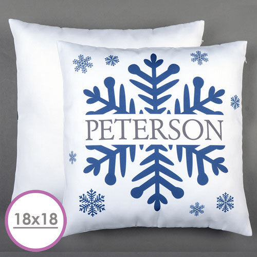Large coussin personnalisé flocon de neige 45,72 x 45,72 cm (sans insert)