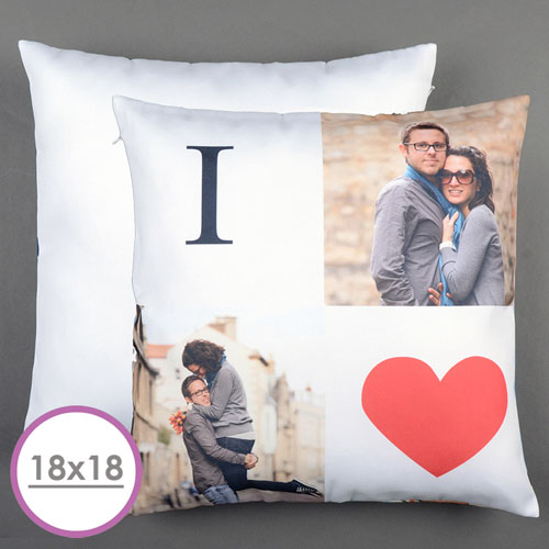 Large coussin personnalisé J'aime 40,64 x 40,64 cm (sans insert)