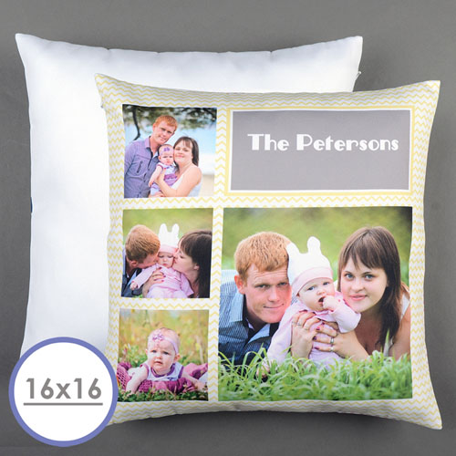 Housse de coussin oreiller personnalisée collage chevron citron 40,64 x 40,64 cm (sans insert)