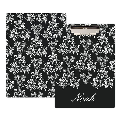 Porte-bloc personnalisé damas noir 