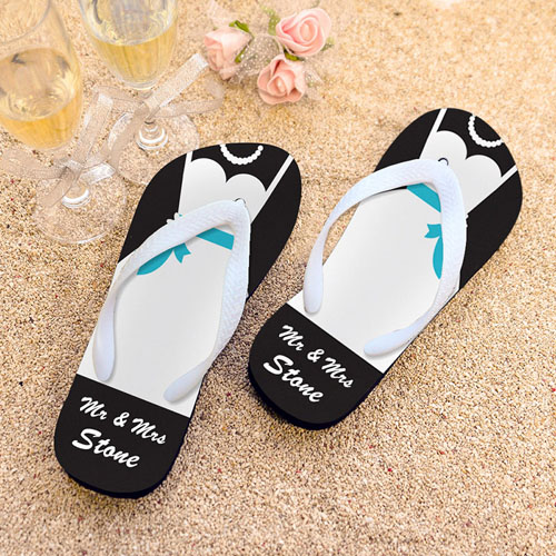 Tongs de mariage personnalisées Mme, hommes moyen