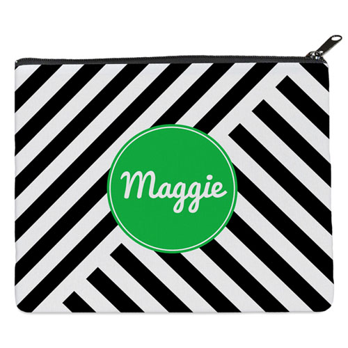 Trousse de toilette personnalisée 20,32 x 25,4 cm rayure noire 