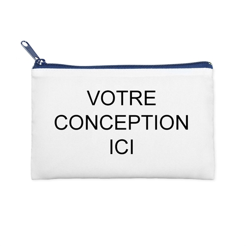 Trousse de toilette moyenne impression en couleur personnalisée (2 côtés même image) tirette bleu marine