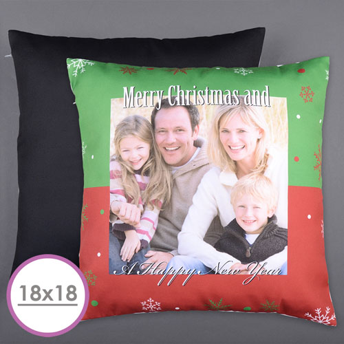 Large coussin photo personnalisé Joyeux Noël 45,72 x 45,72 cm (sans insert)