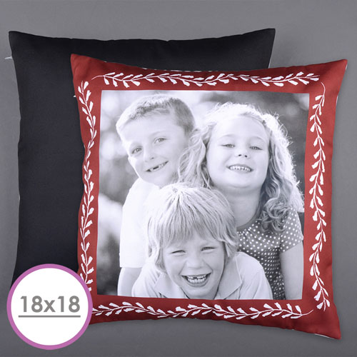 Large coussin photo personnalisé cadre rouge 45,72 x 45,72 cm (sans insert)