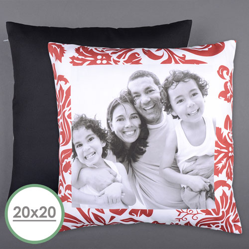 Large housse de coussin oreiller photo personnalisée rouge floral 50,8 x 50,8 cm (sans insert)