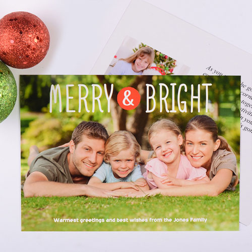 Carte de Noël photo personnalisée joyeux & lumineux