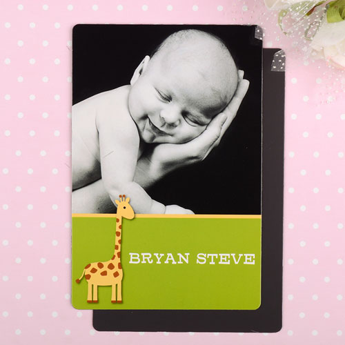 Large aimant photo annonce de naissance personnalisé girafe 10,16 x 15,24 cm
