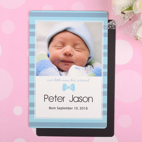 Large aimant photo annonce de naissance personnalisé petit bonhomme 10,16 x 15,24 cm