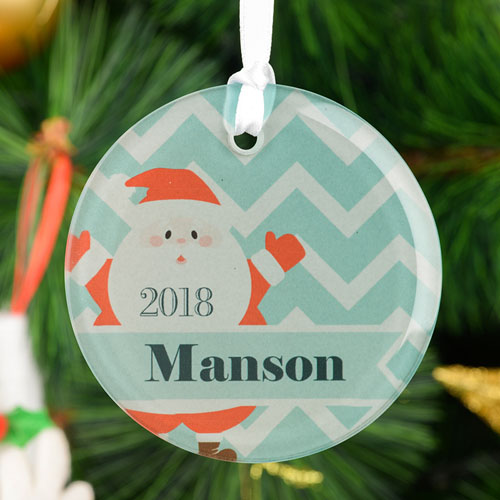 Ornement rond en verre personnalisé Père Noël