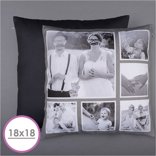 Oreiller six collage photo personnalisé Instagram rustique 45,72 x 45,72 cm coussin (sans insert)