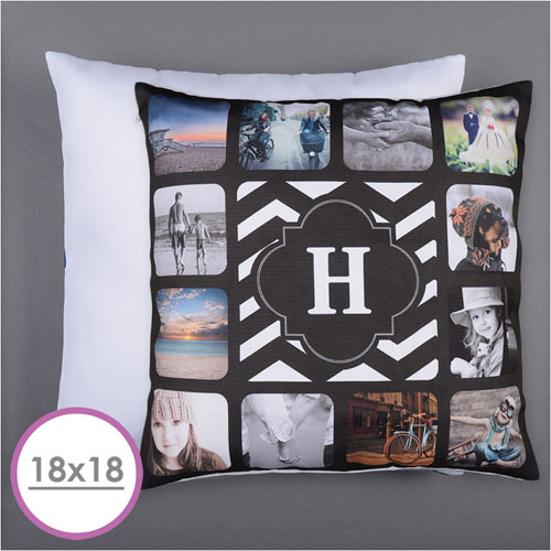 Oreiller photo 12 collage photo personnalisé monogrammé 45,72 x 45,72 cm coussin (sans insert)