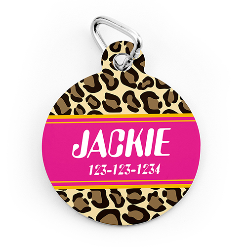 Médaille pour animal personnalisée de forme ronde peau animale