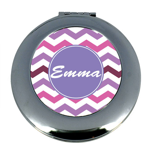 Miroir personnalisé chevron prune pour demoiselles d'honneur, rond