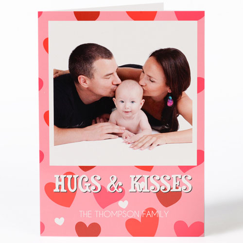 Carte de Saint-Valentin photo personnalisée calins & bisous, pliée 12,7 x 17,78 cm