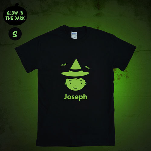 T-shirt Halloween personnalisé garçon brille dans le noir, adulte petit