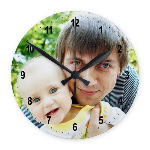 Large horloge ronde sans cadre galerie photo chiffres noirs 27,3 cm