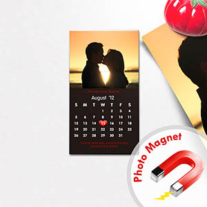 Créez aimant calendrier photo réservez la date noir de taille de carte 5,08 x 8,89 cm 