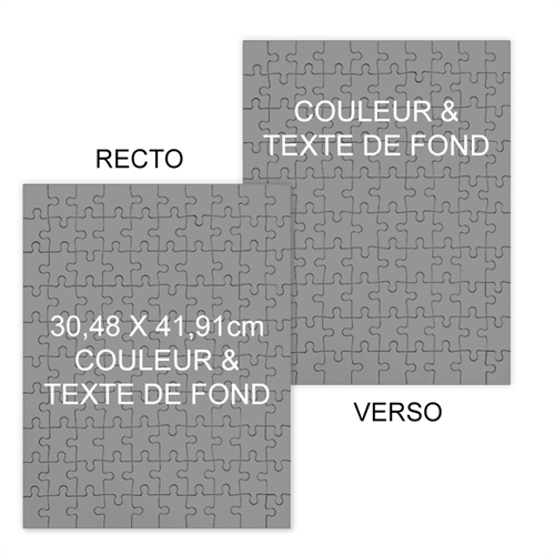 Puzzle photo recto-verso couleur & texte de fond personnalisés portrait, 285 ou 54 pièces, 30,48 x 41,91 cm